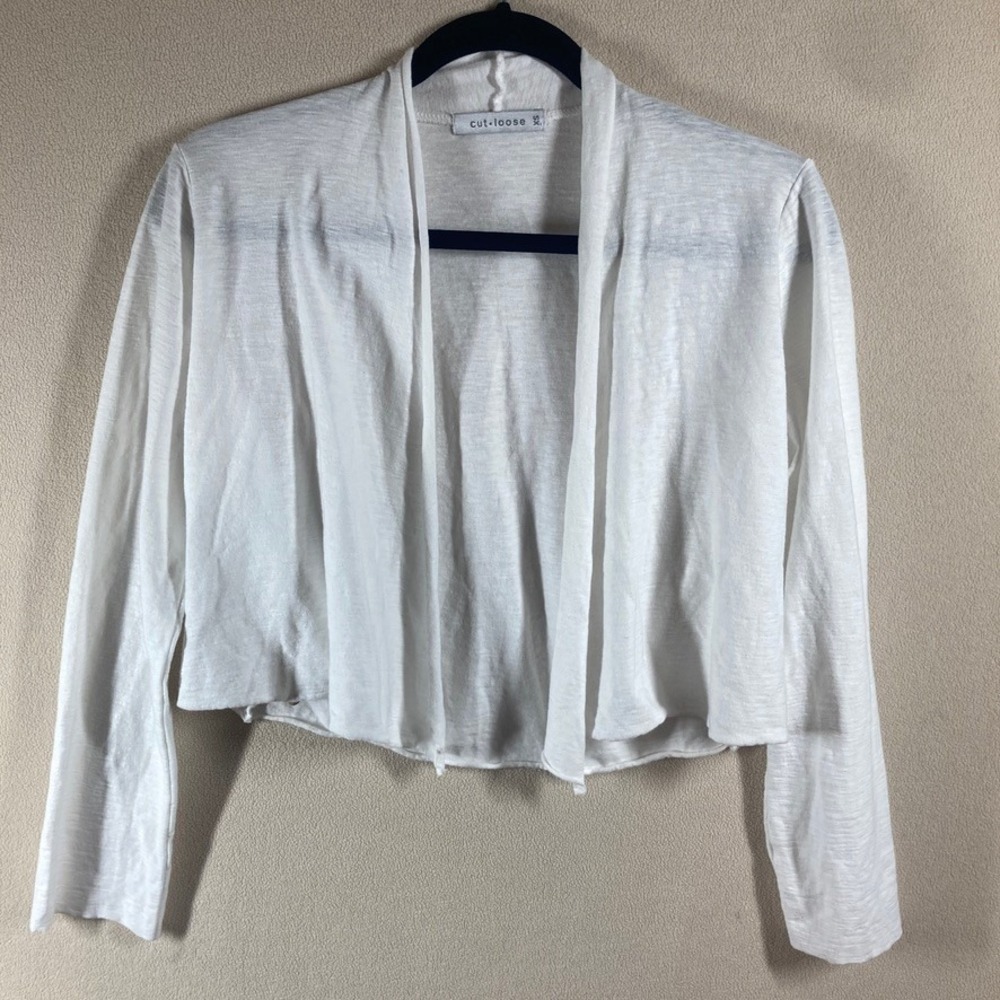 Cut Loose Open Cardigan Sz XS White Lightweight Cotton/Linen Coastal Resort Wear